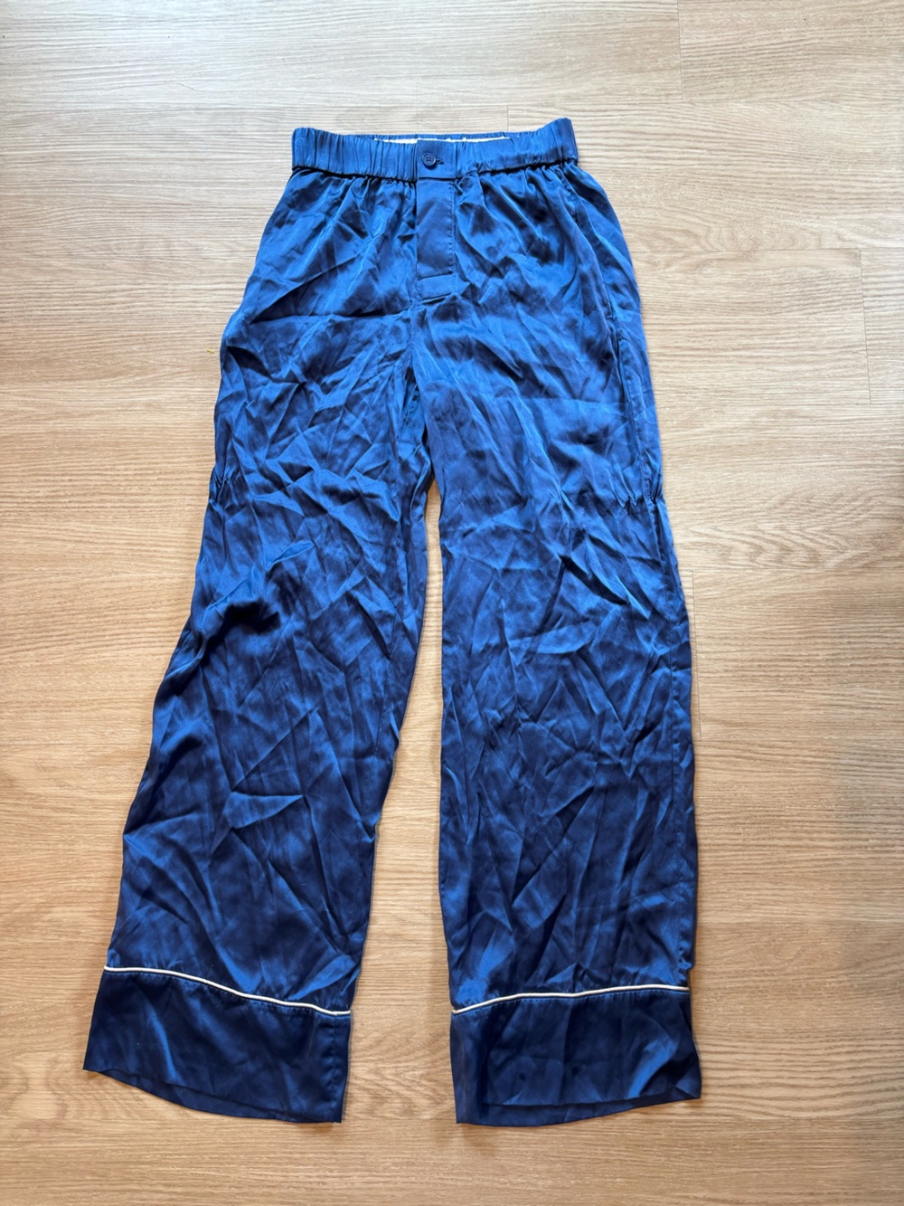 NakedCashmere Women’s Sz XS High Rise 100% Silk Pajama Pants Royal Blue
